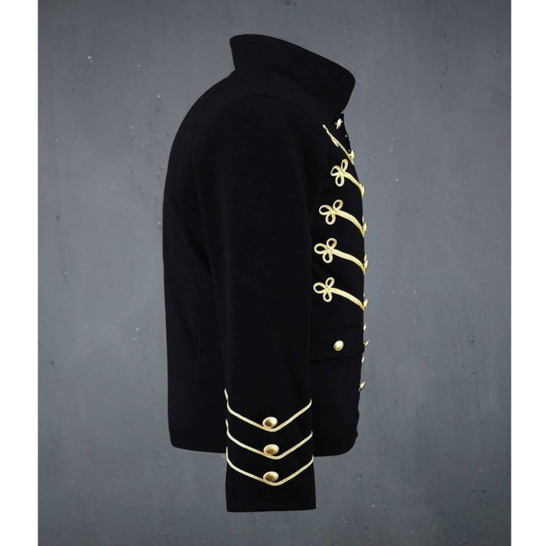 Black Military Jacket with Gold Embroidery Made to Measure Kilt and