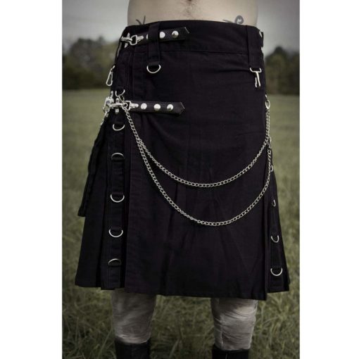 modern-gothic-fashion-adjustable-detachable-pocket-kilt-front Gothic Kilts, Best Gothic Kilts, Gothic Kilts for Men