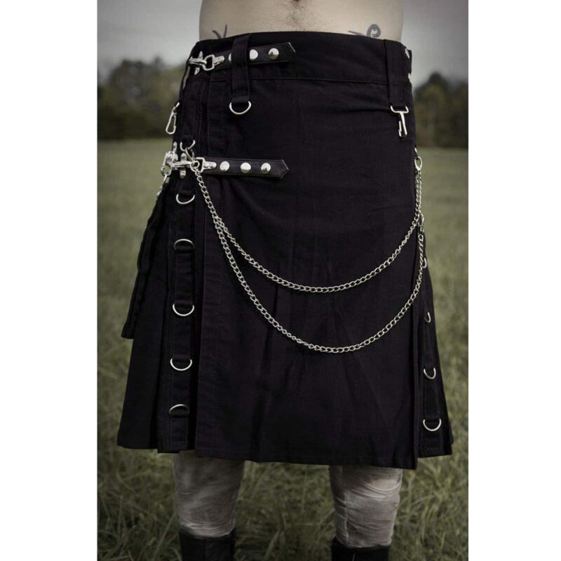 black kilt, gothic kilt, goth kilt, steampunk kilt, kilt for sale, black utility kilt, kilt for men