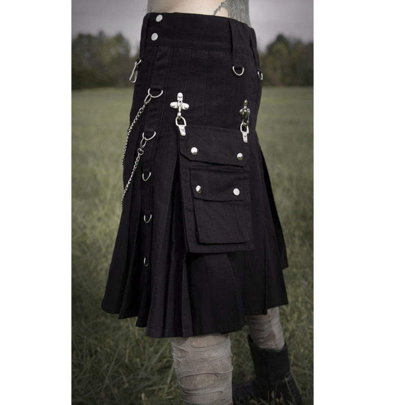 black kilt, gothic kilt, goth kilt, steampunk kilt, kilt for sale, black utility kilt, kilt for men