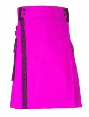 Pink Net Pocket Utility Kilt, mejores faldas escocesas, faldas utilitarias, mejores faldas escocesas para hombres