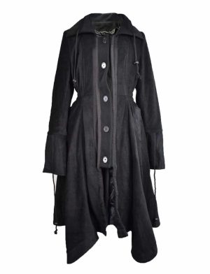 Poizen Industries Schwarzes Fleece, Jacken für Damen, Gothic-Jacken für Damen