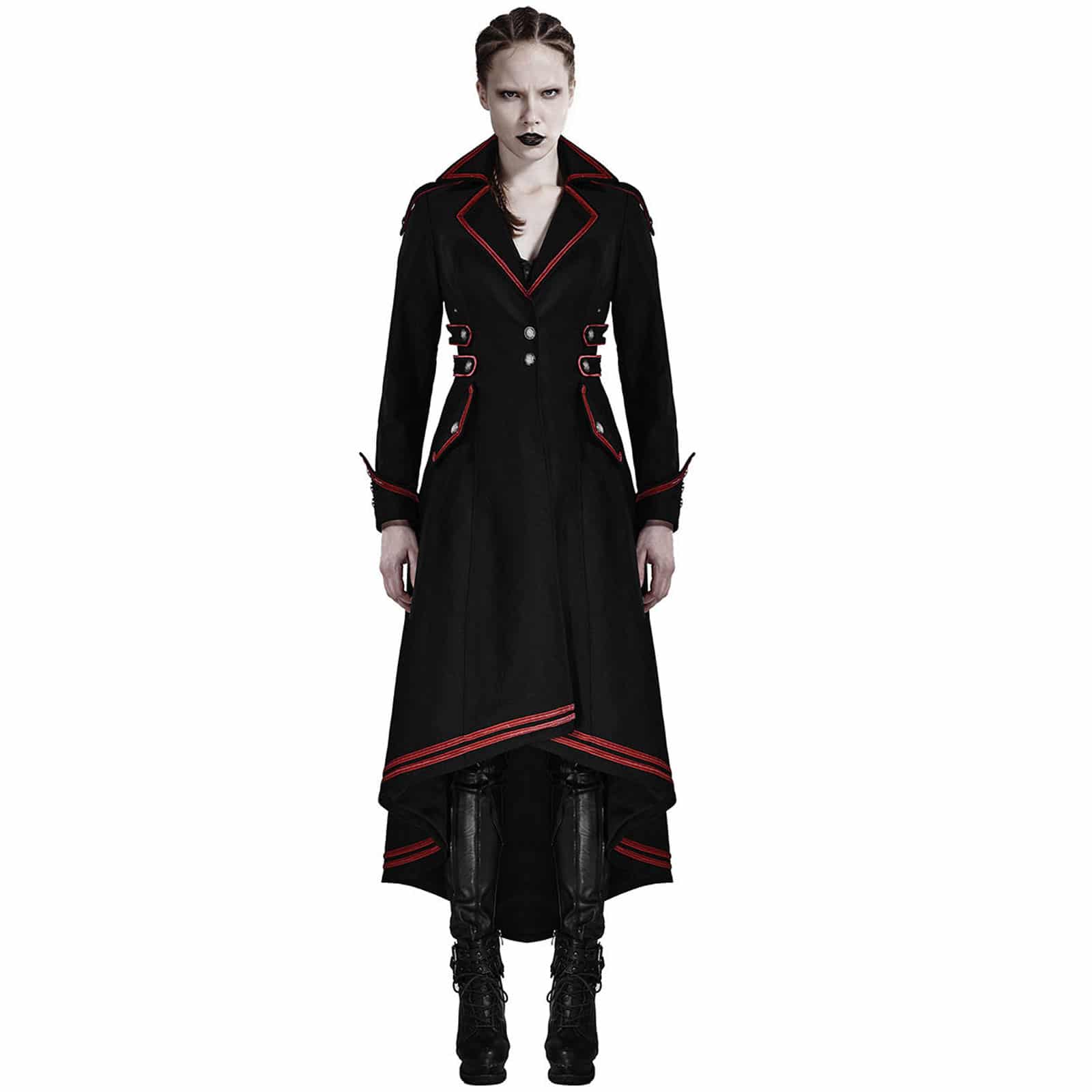 Black Red Long Gothic Jacket for Women | Made to Measure