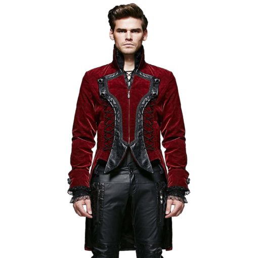 punk-rave-steampunk-tailcoat-wedding-jacket-front-model Punk Rave Dandy, Goth VTG Steampunk Velvet Tailcoat, Wedding Jackets for Gothic, Gothic Jackets