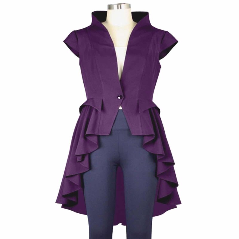 Purple Tail Vamp Victorian Waterfall Gothic Steampunk Jacket Kilt and Jacks