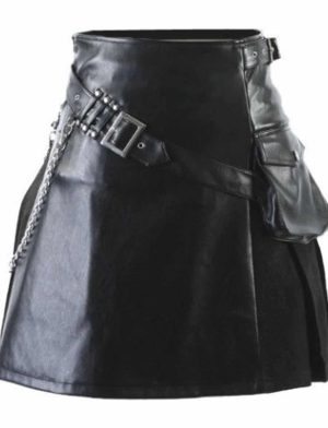 Scottish Black Leather Viking, Viking Gladiator Kilt, Kilt for Men, Best Kilts for Men