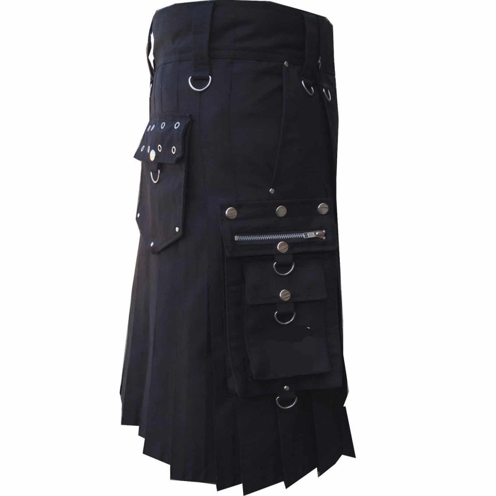 Deluxe Utility Sports Traditional Black Kilt, Traditional Kilt, Scottish Traditional Kilts, best Kilts for Men