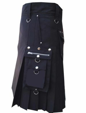 Deluxe Utility Sports Traditioneller schwarzer Kilt, traditioneller Kilt, traditionelle schottische Kilts, beste Kilts für Männer