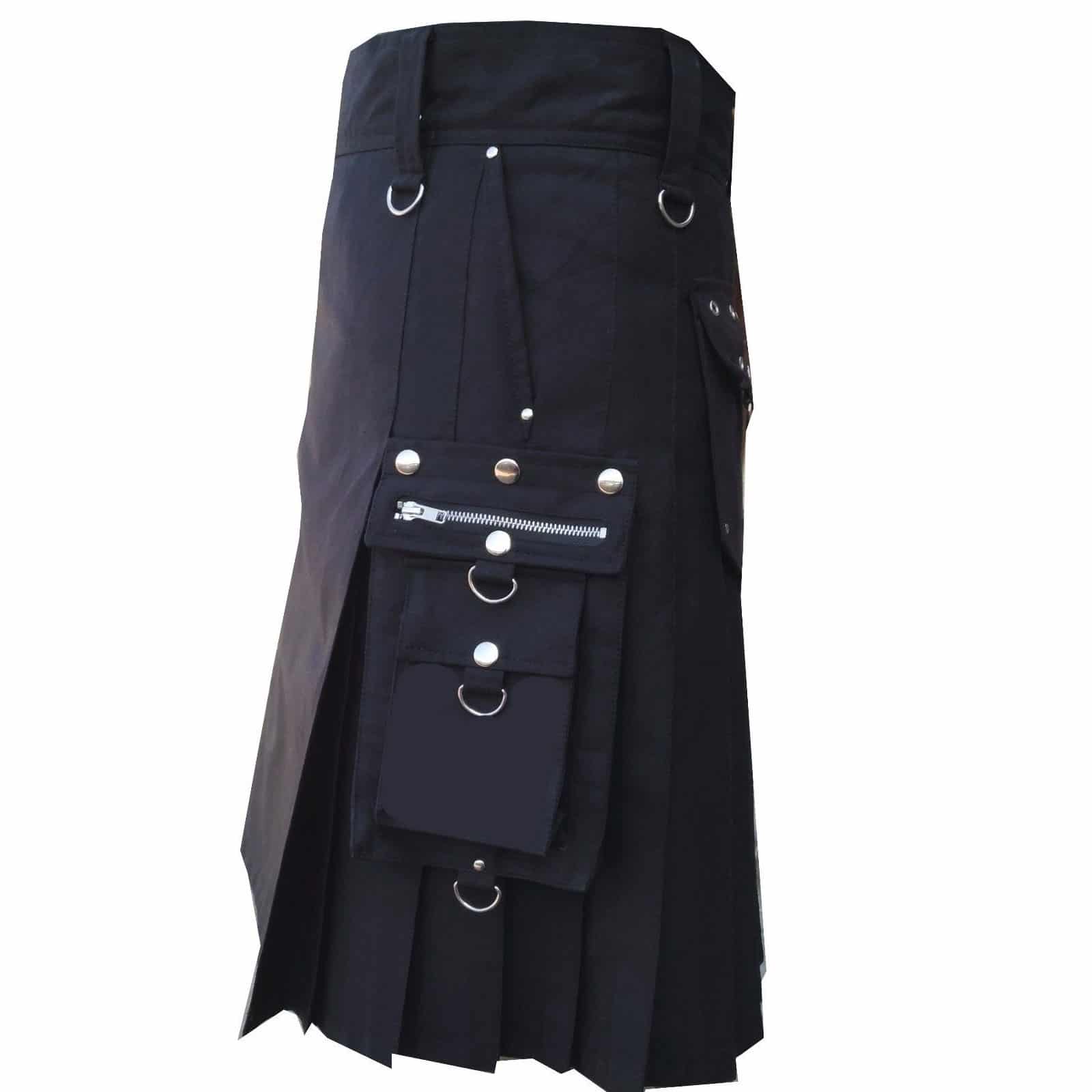 Deluxe Utility Sports Traditioneller schwarzer Kilt, traditioneller Kilt, traditionelle schottische Kilts, beste Kilts für Männer