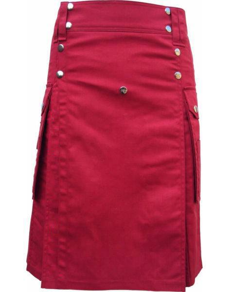scottish-highland-red-utility-pocket-drilled-kilt-510x600 Scottish Kilts with Drilled Cotton, Cotton Kilt, Kilt for Men