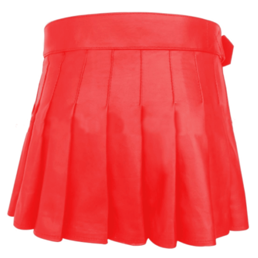 Short Mini Red Leather Kilt, Leather kilts for Women, Leather Kilts for Women