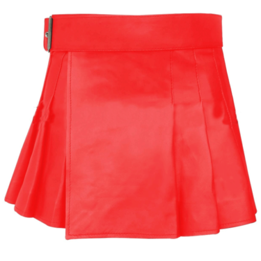 short-mini-red-leather-kilt-front Short Mini Red Leather Kilt, Leather kilts for Women, Leather Kilts for Women