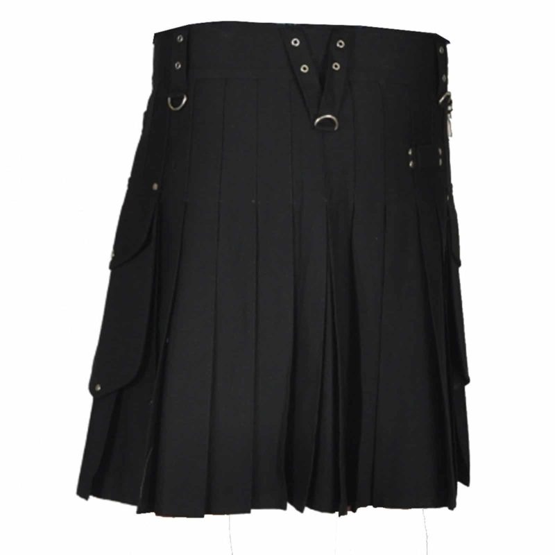 Stylish Black Utility Kilt, Utility Kilts for Men, Men Kilts, Best Mens Kilts