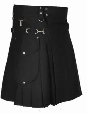Falda escocesa utilitaria negra con estilo, faldas escocesas utilitarias para hombres, faldas escocesas para hombres, las mejores faldas escocesas para hombres