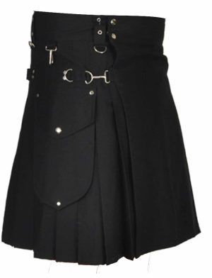 Stilvoller schwarzer Utility-Kilt, Utility-Kilts für Männer, Herren-Kilts, beste Herren-Kilts