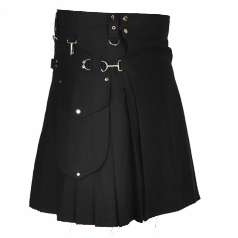 Stilvoller schwarzer Utility-Kilt, Utility-Kilts für Männer, Herren-Kilts, beste Herren-Kilts