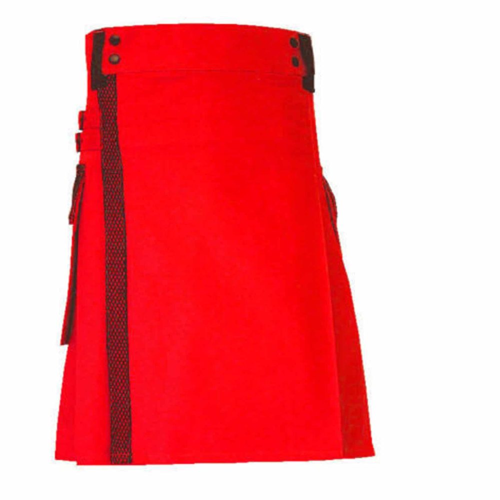 Red Net Pocket Fashion Kilt , Fashion Kilt, best kilts for Men, Fashion Kilts, Utility Kilts