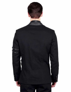Jacke Herren schwarz Gothic schwarze Jacke, Vintage Jacken für Herren, Gothic Jacken für Herren