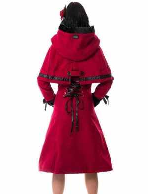 Red Coat Ladies Gothic Riding Hood , Vixxsin Elena , Faux Fur, Best Jackets for Women