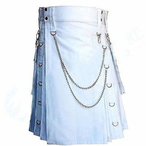 white-wedding-kilt-with-detachable-pocket-front Wedding Kilt With Detachable Pocket, Kilt for Men, Wedding Kilts, Best Wedding kilts