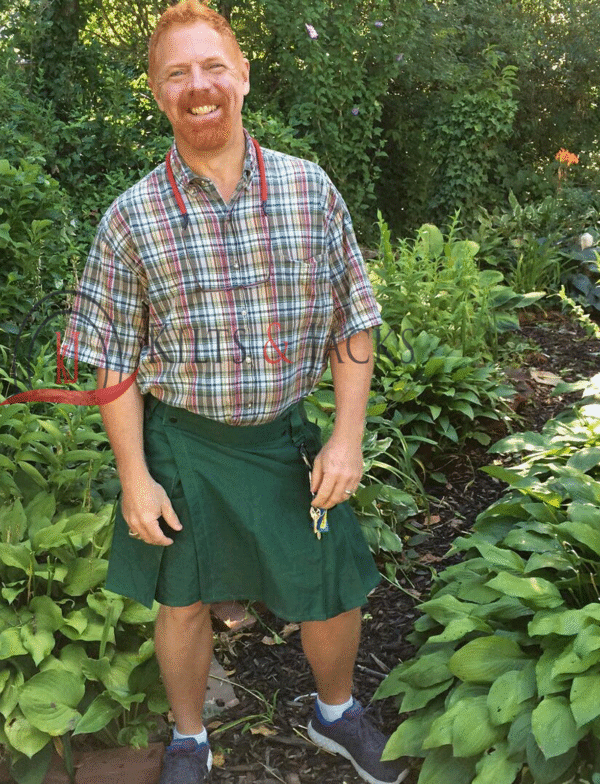Green-Outfit-Fashion-Utility-Kilt-Model Utility Kilt, Utility kilts, Fashion kilt, Green utility kilts