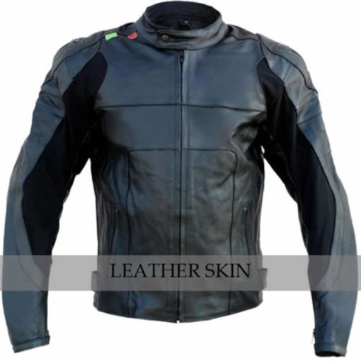 Bike-Racing-Black-Leather-Jacket-with-Free-CE-Armors biker jacket, racer leather jacket, best jacket, leather jacket for men