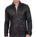 Black-Biker-Leather-Jacket-with-Snap-Closure