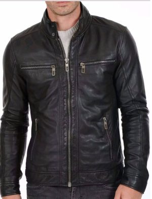 Lederjacke, Bikerjacke, Lederjacke, schwarze Jacke