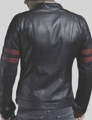 Lederjacke, schwarze Lederjacke, Biker-Lederjacke, Lederjacke mit Trägern