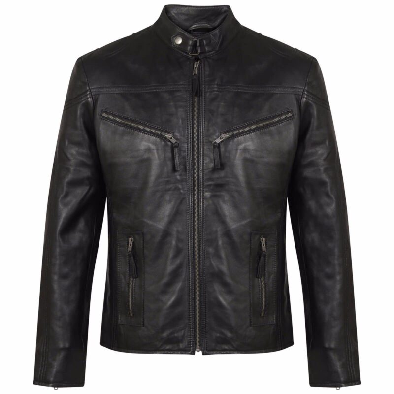 black leather, leather jacket, slim fit jacket, black leather jack, zipper leather jacket, leather jacke by Kilt and Jacks, custom leather jackets