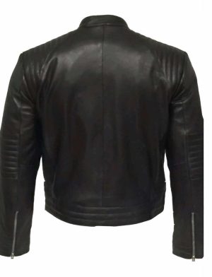 Lederjacke, schwarze Lederjacke, wattierte Lederjacke, Lederjacke für Herren, Biker-Lederjacke