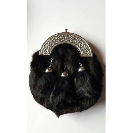 Black-Rabbit-sporran Black rabbit fur, black rabbit fur sporran, Sporran, Kilt sporran
