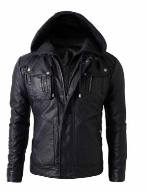 Brando jacket, leather jacket, biker leather jacket, hoodie jacket, leather hoodie jacket