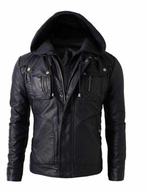 Brando Jacke, Lederjacke, Biker-Lederjacke, Hoodiejacke, Hoodiejacke aus Leder