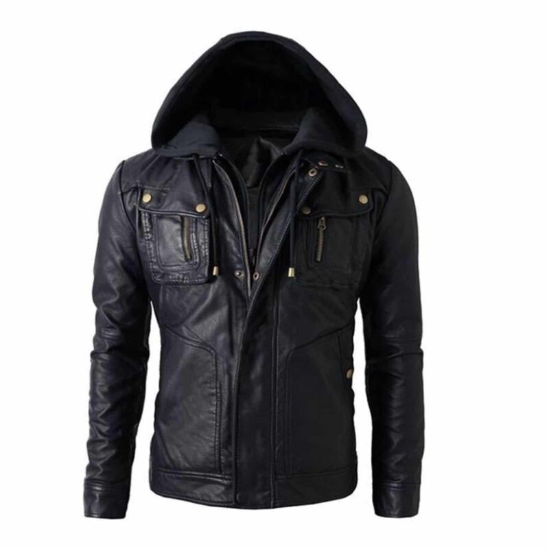 Brando jacket, leather jacket, biker leather jacket, hoodie jacket, leather hoodie jacket