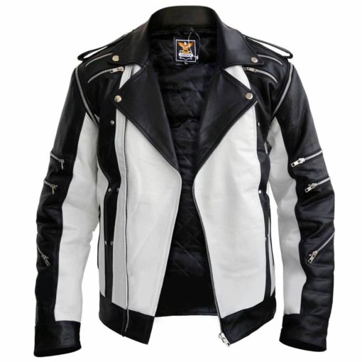 Michael-Jackson-White-and-Black-Pepsi-Leather-Jacket-with-Detachable-Sleeves Michael Jackson jacket, Jackson jacket, Michael Jacket, Michael Jackson jacket for men, Leather jacket