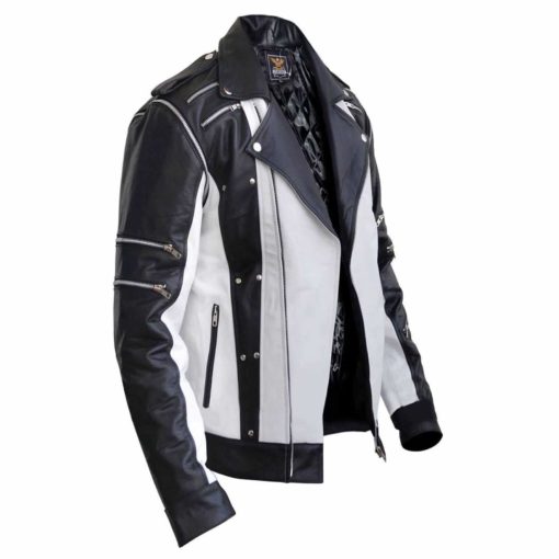 white black leather jacket