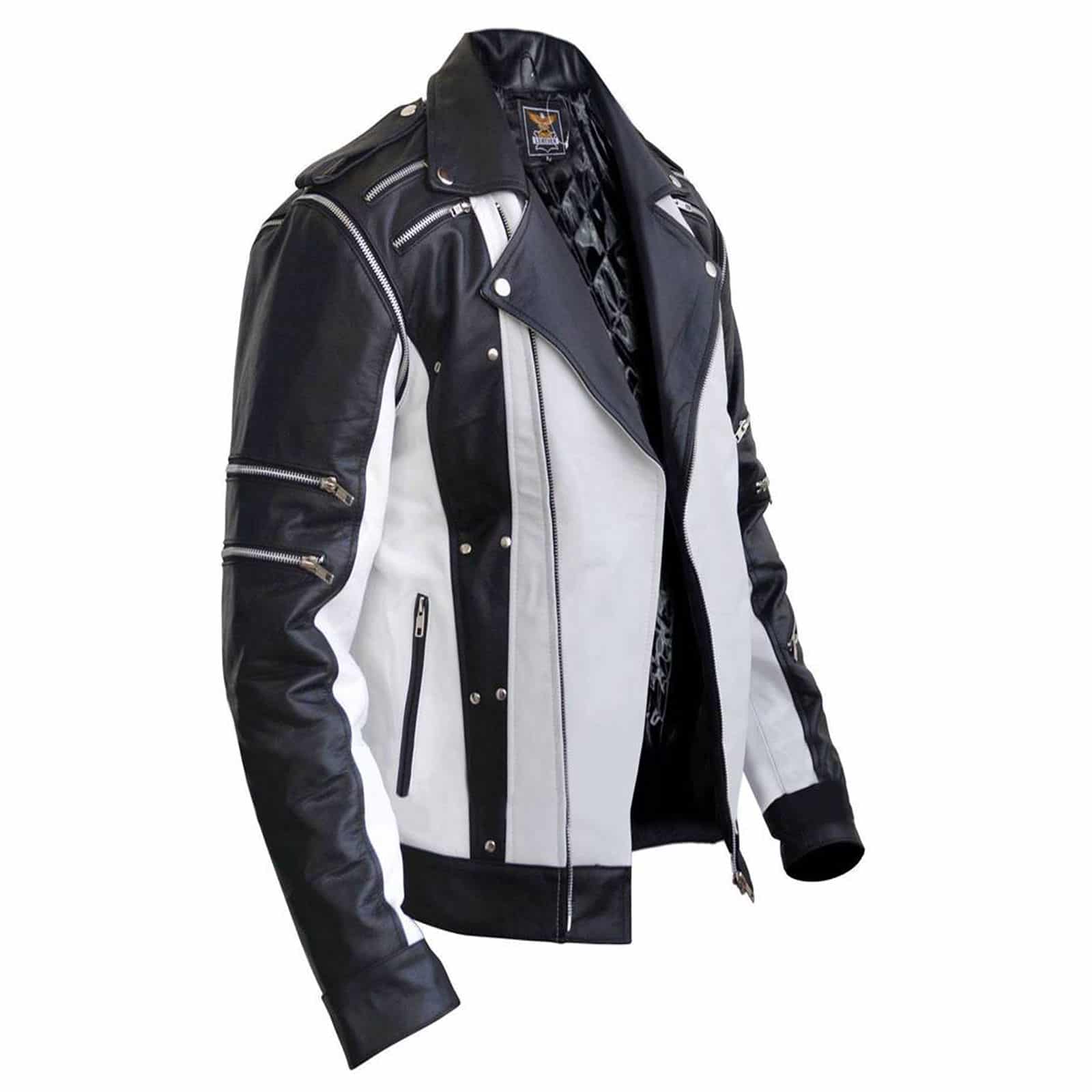 Buy White Black Pepsi Leather Jacket - Jackets for Men 0070 | Kilt and ...
