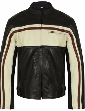 Lederjacke, zweifarbige Jacke, Lederjacke für Biker, Bikerjacke