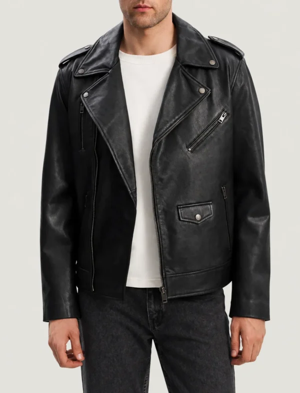Reiver Classic Motorcycle Black Leather Jacket