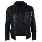 Retro-Style-Padded-Black-Leather-Jacket-front-opening