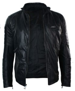 retro style jacket, leather jacket, black leather jacket, slim fit jacket