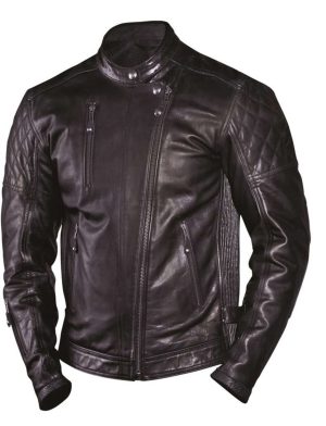 Chaqueta de cuero Ronal Sands, chaqueta de cuero de choque, chaqueta de cuero negro, chaqueta de cuero acolchada