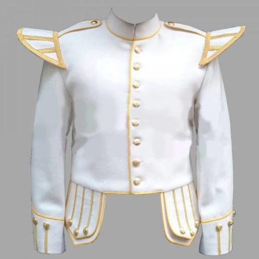 White-Doublet-Jacket-Golden-trim White doublet, white fancy doublets, Doublet with Golden Trim, Doublet Trim