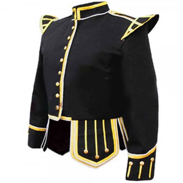 Black Fancy Doublet Piper Jacket with Gold Trim, doublets, fancy doublets, doublets