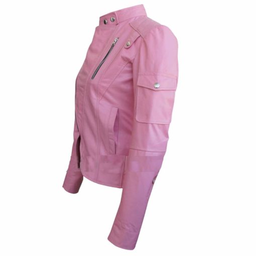 Brando Pink Leather Jacket for Women