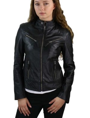 leather jacket, leather jacket for women, snap closure leather jacket, best leather jacket