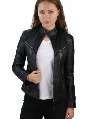 leather jacket, leather jacket for women, snap closure leather jacket, best leather jacket