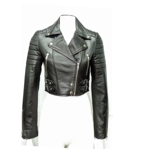 Cropped Biker Leather Jacket For Women Made To Measure Kilt Cropped Biker Leather Jacket For Women