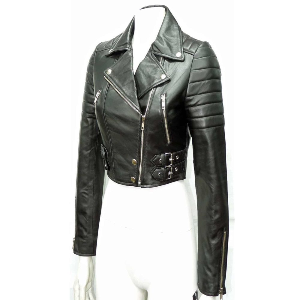 chaqueta de cuero, chaqueta de cuero acolchada, chaqueta de cuero para mujer, chaqueta de cuero negro